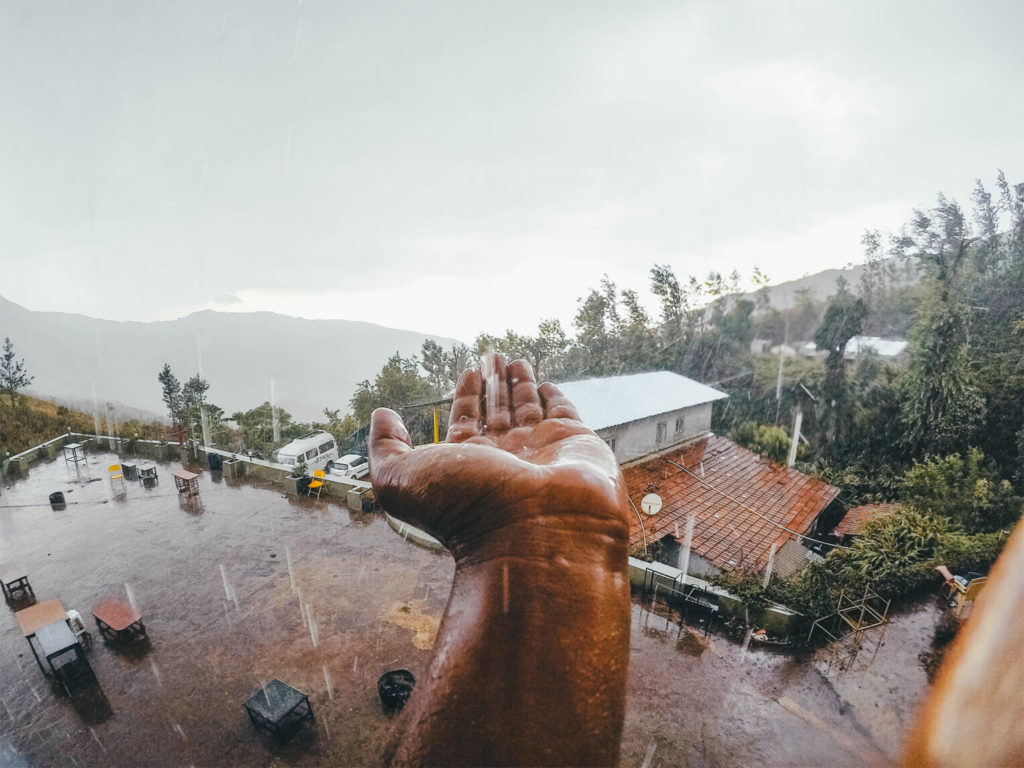 Rain Drops on My Hand Before the View Vanishes