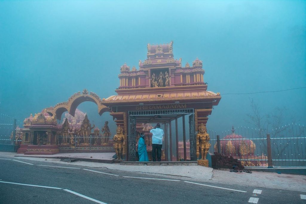 Entrance of Seetha Amman Temple With Fog